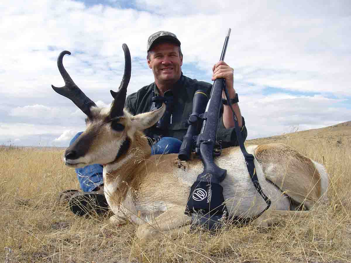 Getting closer is the best option: Hunting with a Weatherby Mark V 6.5-300 Weatherby Magnum, Brian stalked to within 150 yards of this pronghorn.